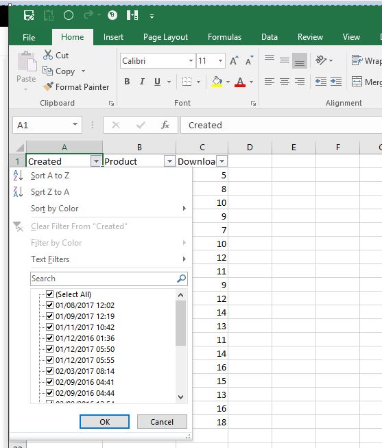 Excel date format screenshot